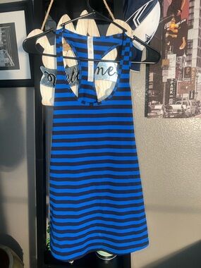 lululemon athletica Cool Racerback Tank Baroque Blue/Black Apex Stripe size 12